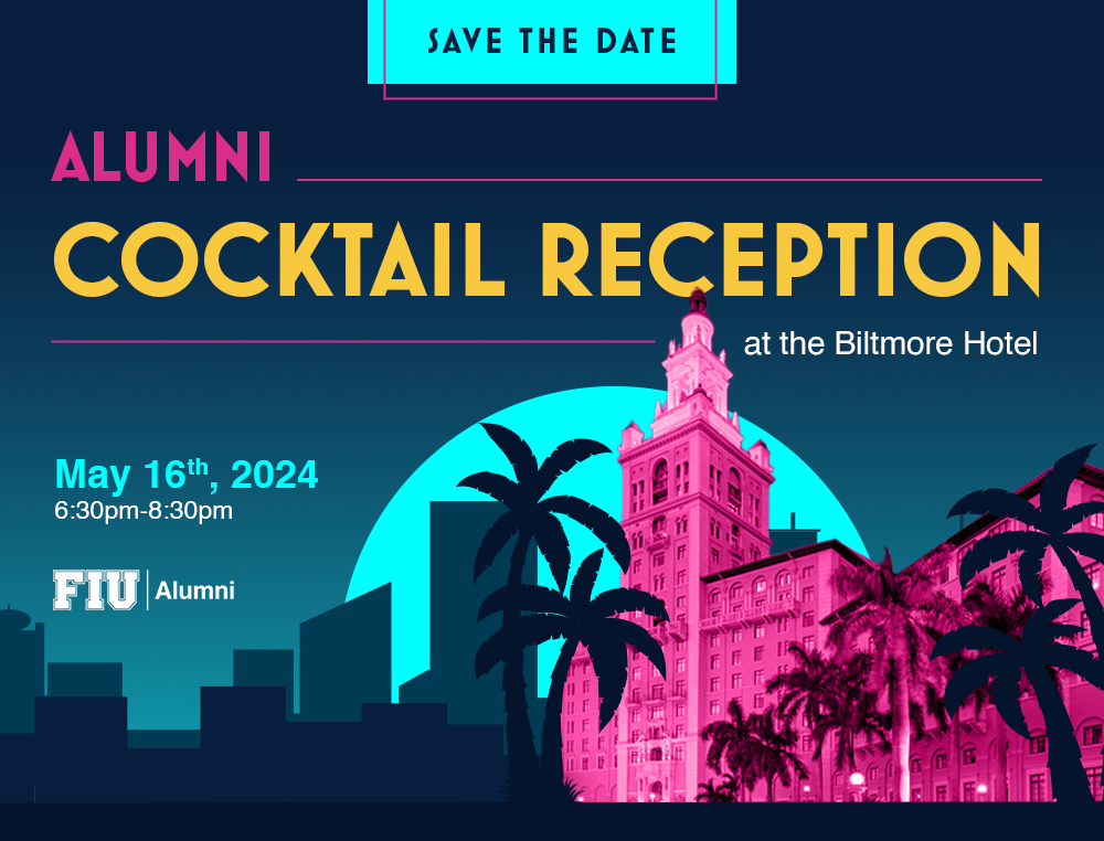 Alumni Cocktail Reception save the date graphic